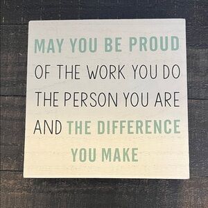 Inspirational Wood Wall Art with Black and Teal Text